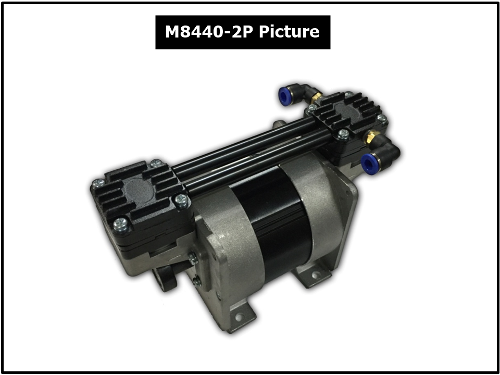 소형 진공펌프 전압 220V 전류 35~45W 유량 23L/min 진공도 650mmHg 압력 4.5bar 모델 M8440-2P 기본 10대