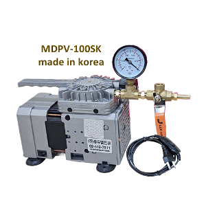 다이아프램 진공펌프 소형 국산 MDPV-100SK 진공도 680mmHg 유량 40L/min (펌프+진공게이지+소음기+on/off전기선+진공조절밸브)