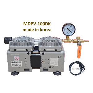 다이아프램 진공펌프 저소음 유량 60ℓ/min 진공도 720mmHg 국산 MDPV-100DK(펌프+진공게이지+소음기+ON/OFF전기선+진공조절밸브)